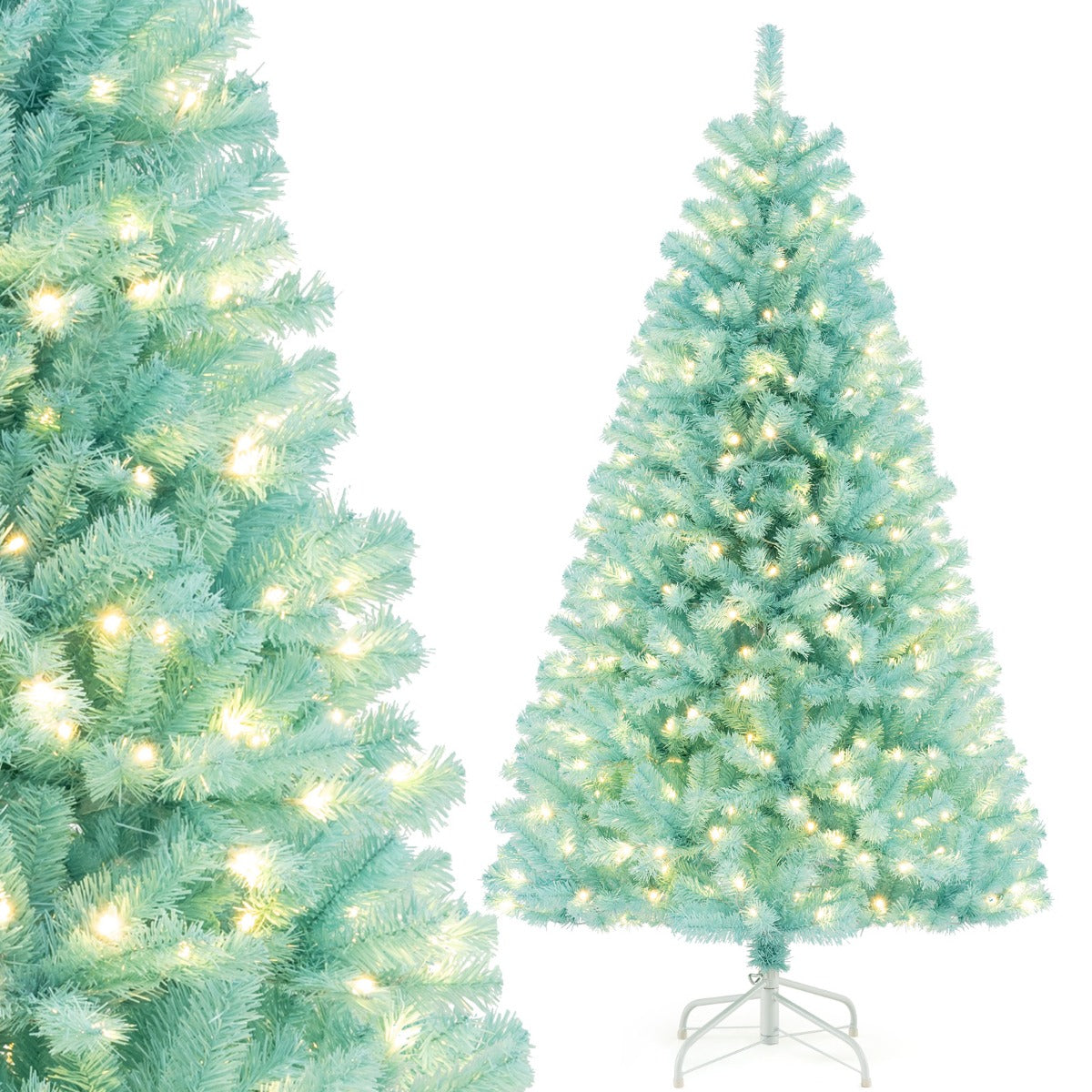 Costway 1.8M Blue Artificial Christmas Tree with 758 Lush Branch Tips-S