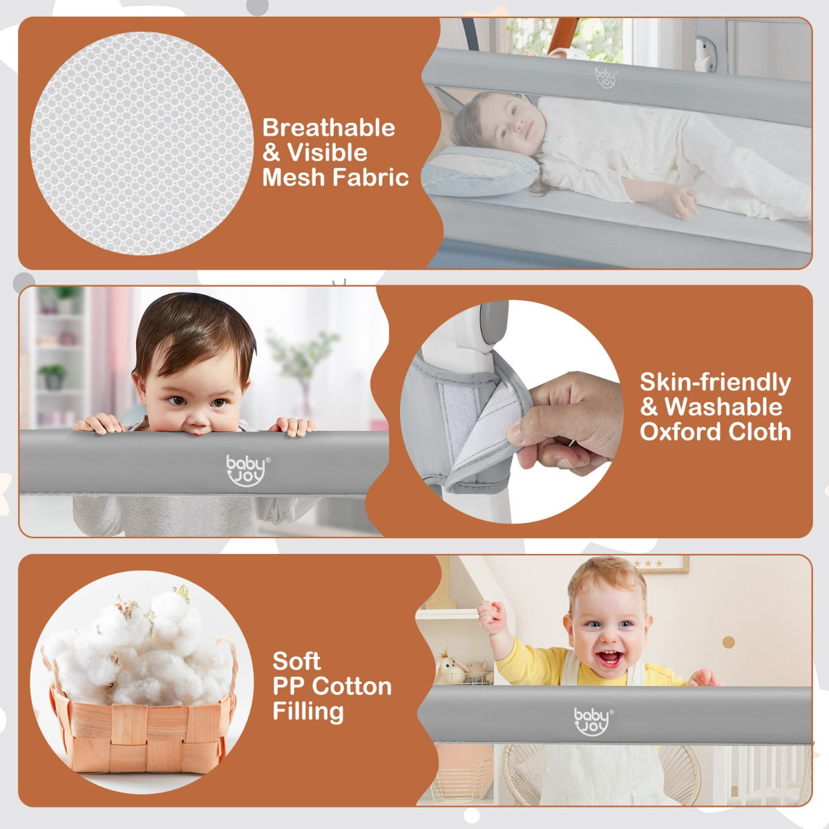 Toddler Bed Rail Guard with Adjustable Safety Strap for Baby