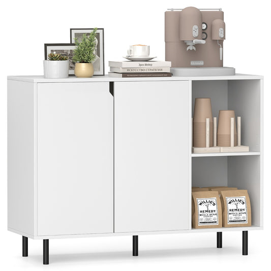 106cm Sideboard Buffet Cabinet with 2 Doors and Adjustable Shelves-White