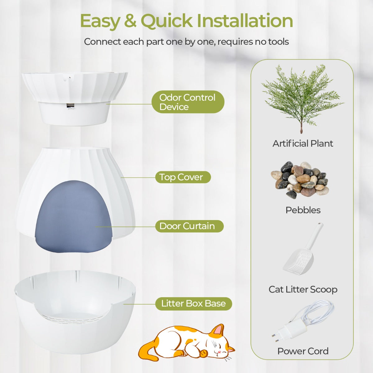 Included litter scoop and detachable curtain make cleaning the enclosure simple and convenient