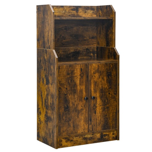 Costway 2-Tier Bookshelf with 2 Doors & Adjustable Shelf