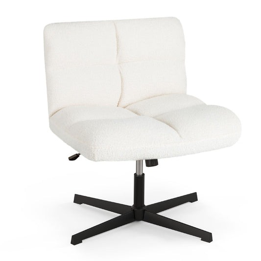 Costway Cross Legged Office Chair with Adjustable Height for Home/Office-Beige