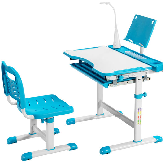 Costway Home School Children Desk and Chair Set for Boys and Girls-Blue