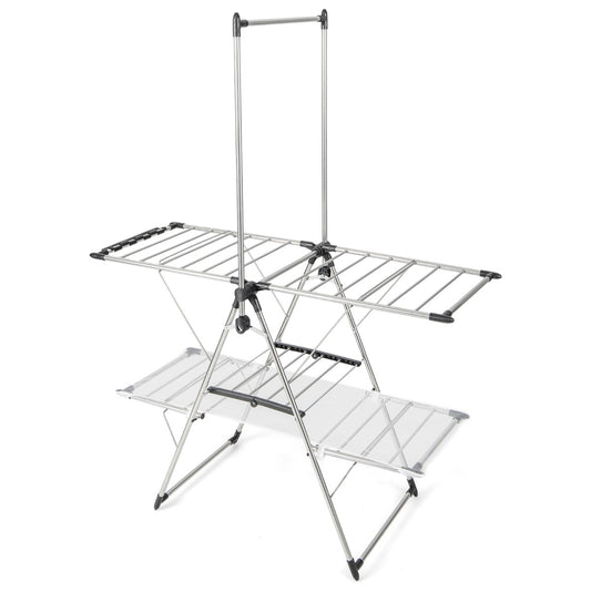 Costway Large Foldable Clothes Drying Rack with Tall Hanging Bar for Indoor Outdoor Use