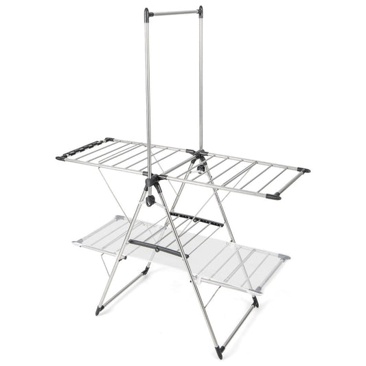 Foldable Clothes Drying Rack with Adjustable Wings for Indoor/Outdoor Use