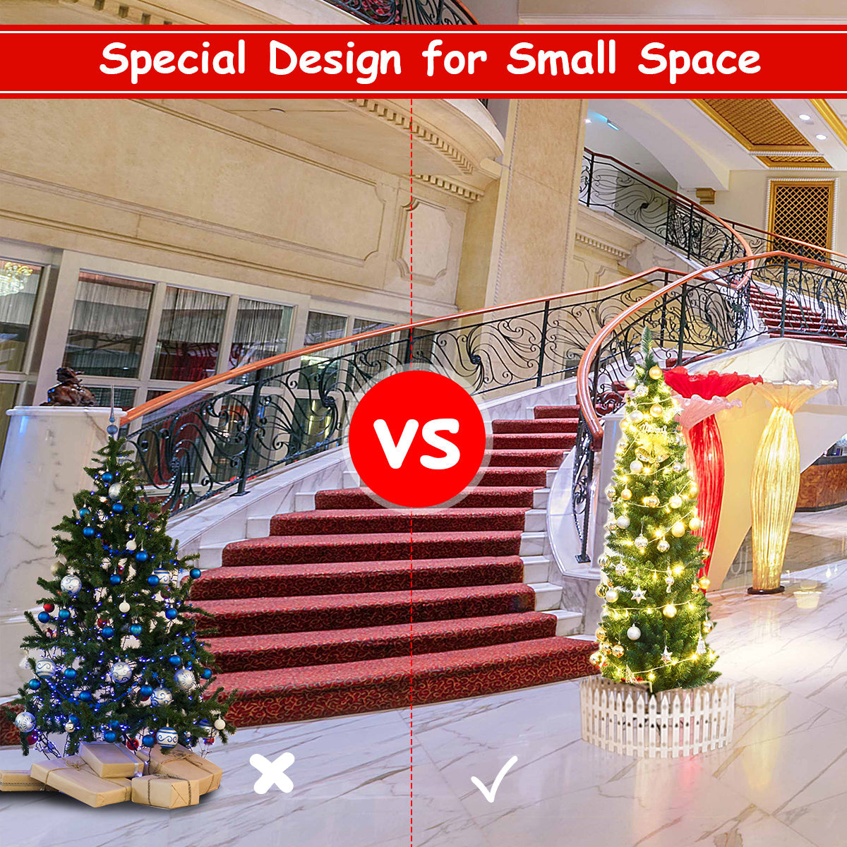 1.5M Slim Pencil Christmas Tree for Indoor & Outdoor Holiday Decor