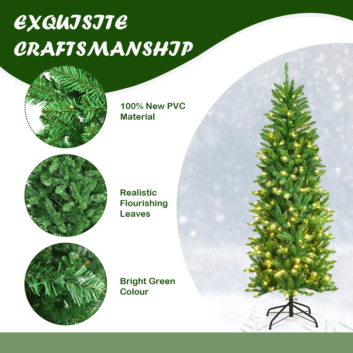 Tall slim Christmas tree offers charming holiday style while taking up minimal floor space