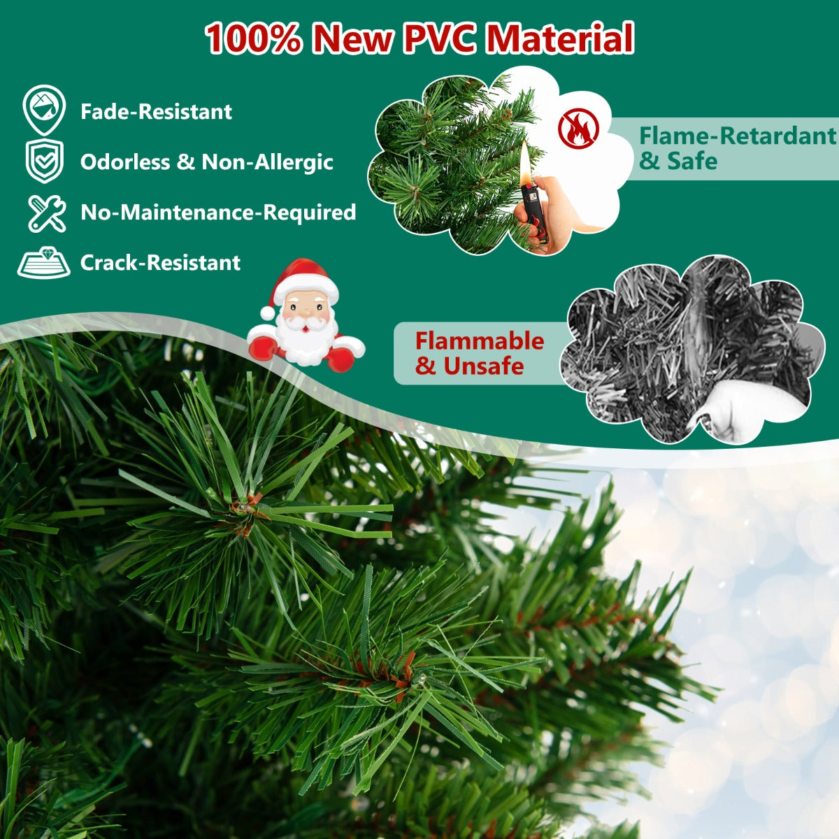 125CM Pre-Lit Potted Christmas Tree with 100 LED Lights-2 pieces