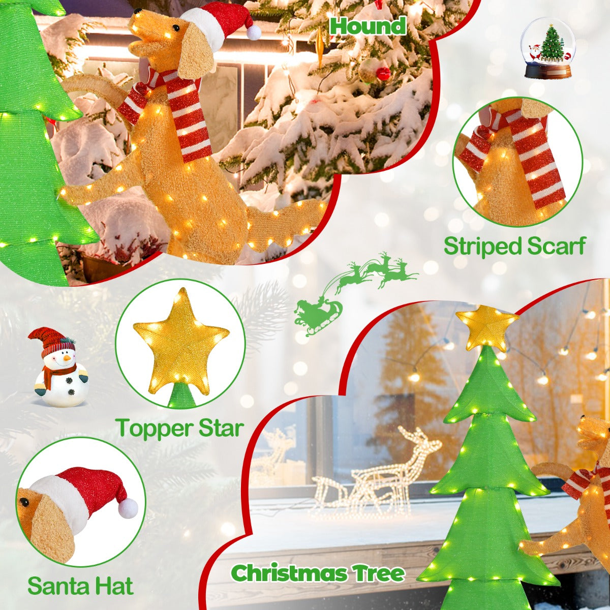 Weather-resistant materials allow versatile holiday decorating indoors or outdoors