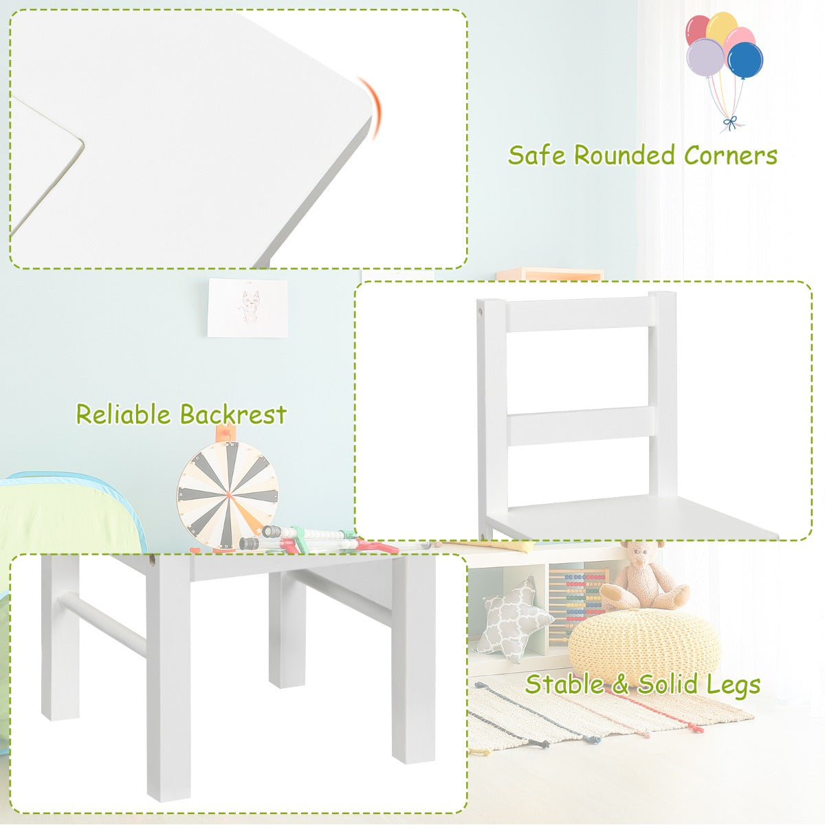 Detailed instructions make assembly simple for this versatile kids table and chair furniture set