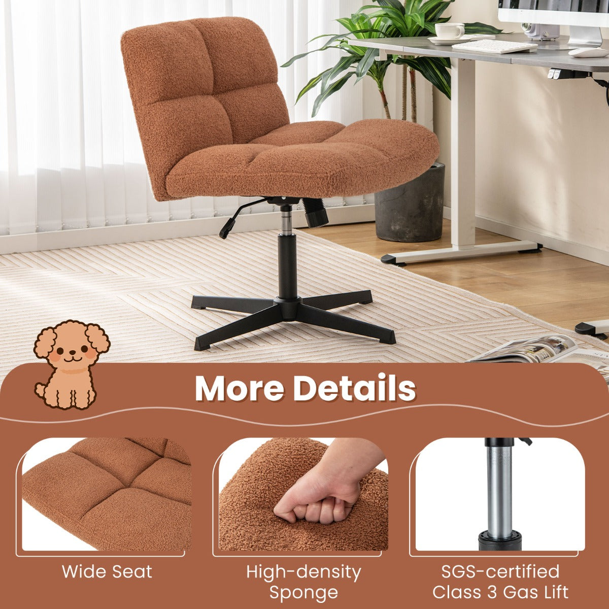 Quick seven to ten minute assembly makes this comfortable office chair easy to install