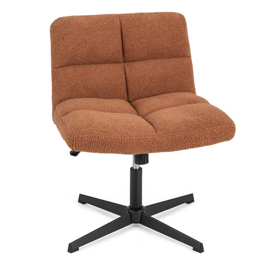 Costway Cross Legged Office Chair with Adjustable Height for HomeOffice-Coffee
