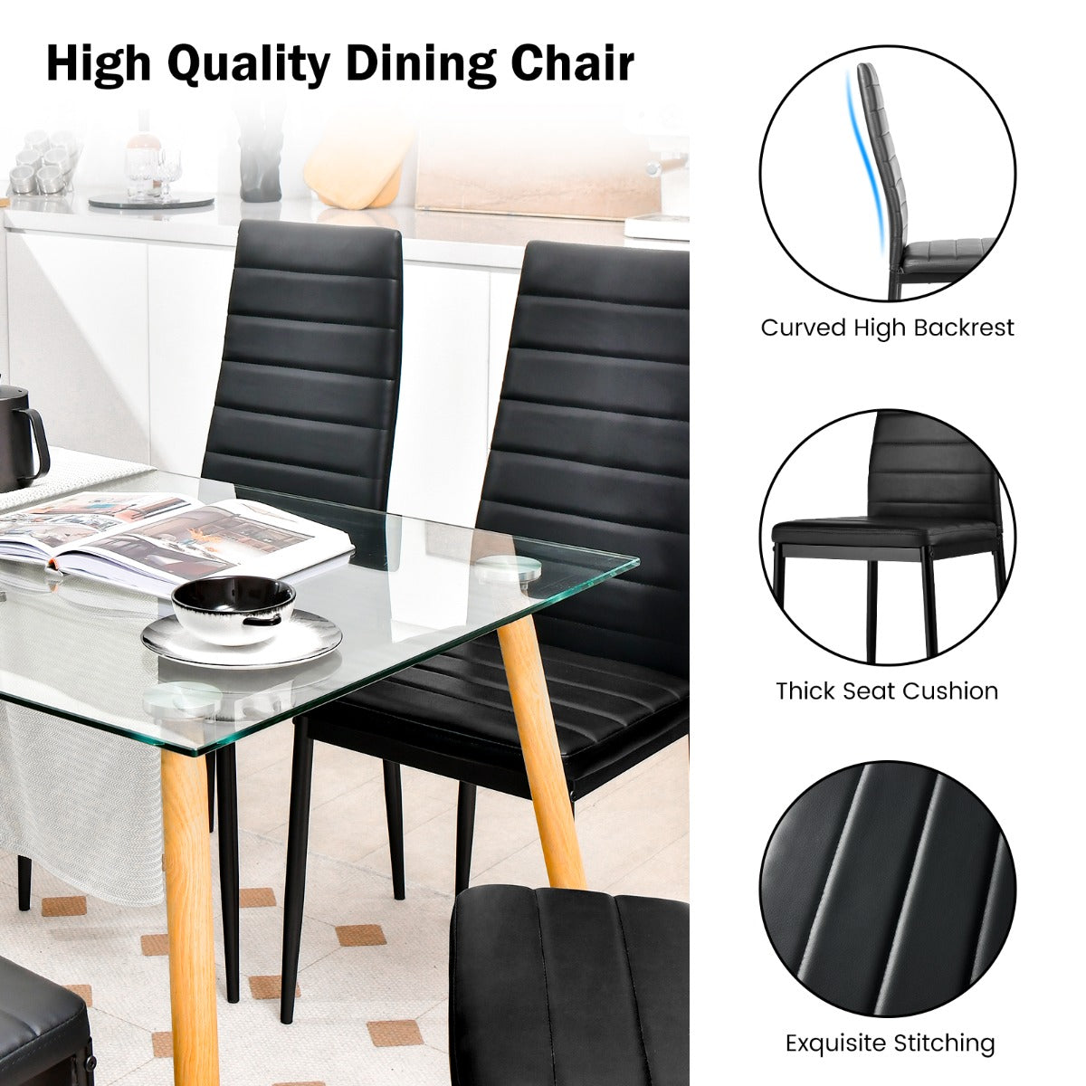 Set of 6 Dining Chairs with Steel Frame PVC Leather