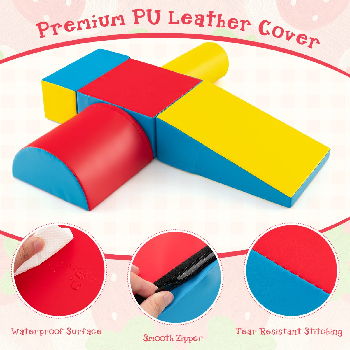 Kid Crawl Climb Foam Shapes Playset for Toddler-Red