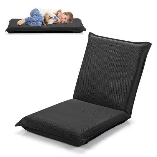 Costway Foldable Floor Chair with Robust Armchair for Watching TV-Black