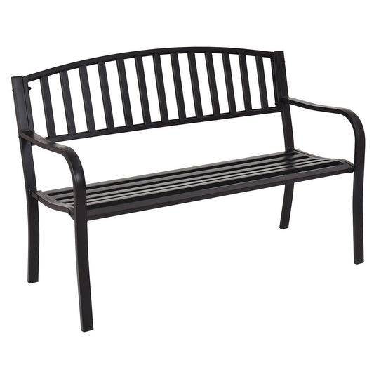 Costway 300KG Loaded Steel Garden Bench with Streak Design for Lawn Deck Porch Yard