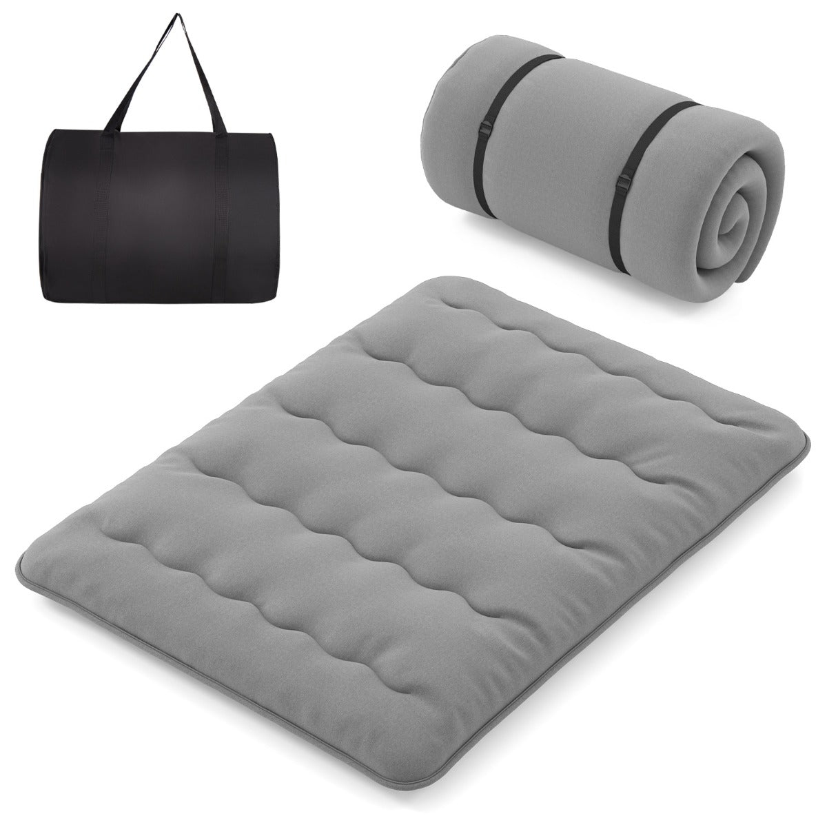 Japanese floor mattress with soft quilted surface for comfortable sleeping at home or camping