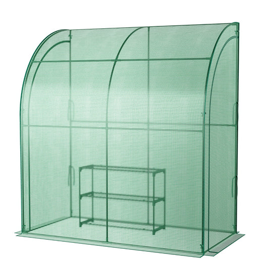 199 x 98 x 215cm Mini Lean-to Walk-in Greenhouse with Flower Rack