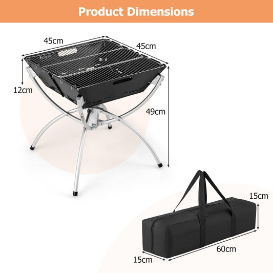 Portable 3-in-1 Fire Pit Grill: Stainless Steel, Collapsible, with Carry Bag