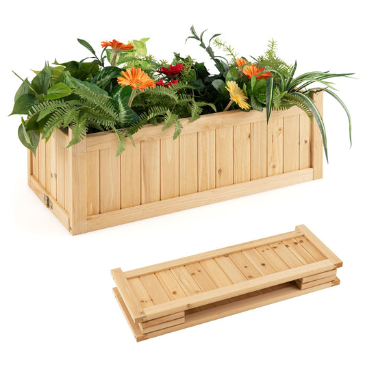 Costway Wooden Planter Box with Fir Wood for Patio