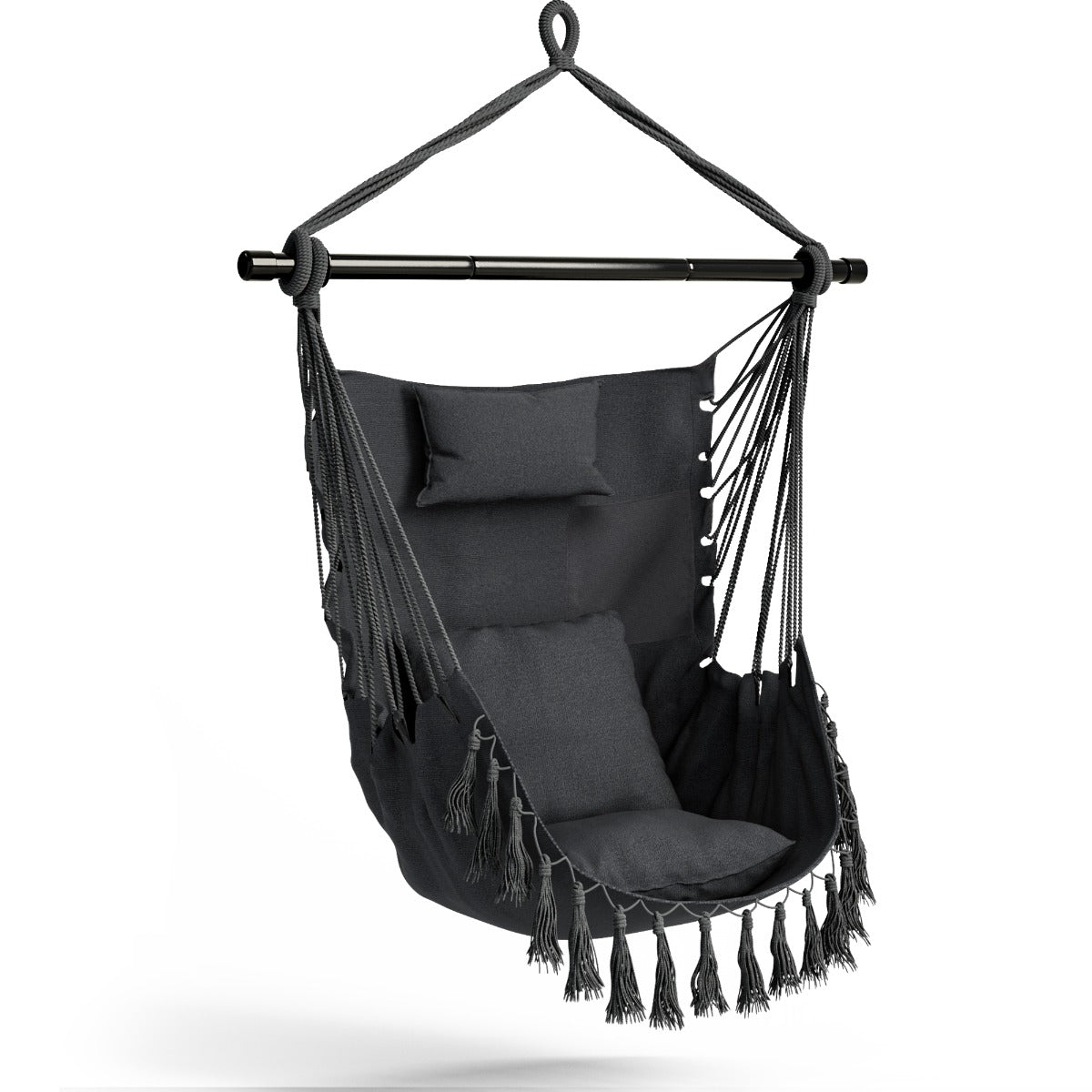 Hammock Chair Installation Kit with Soft Pillow and Cushions-Grey