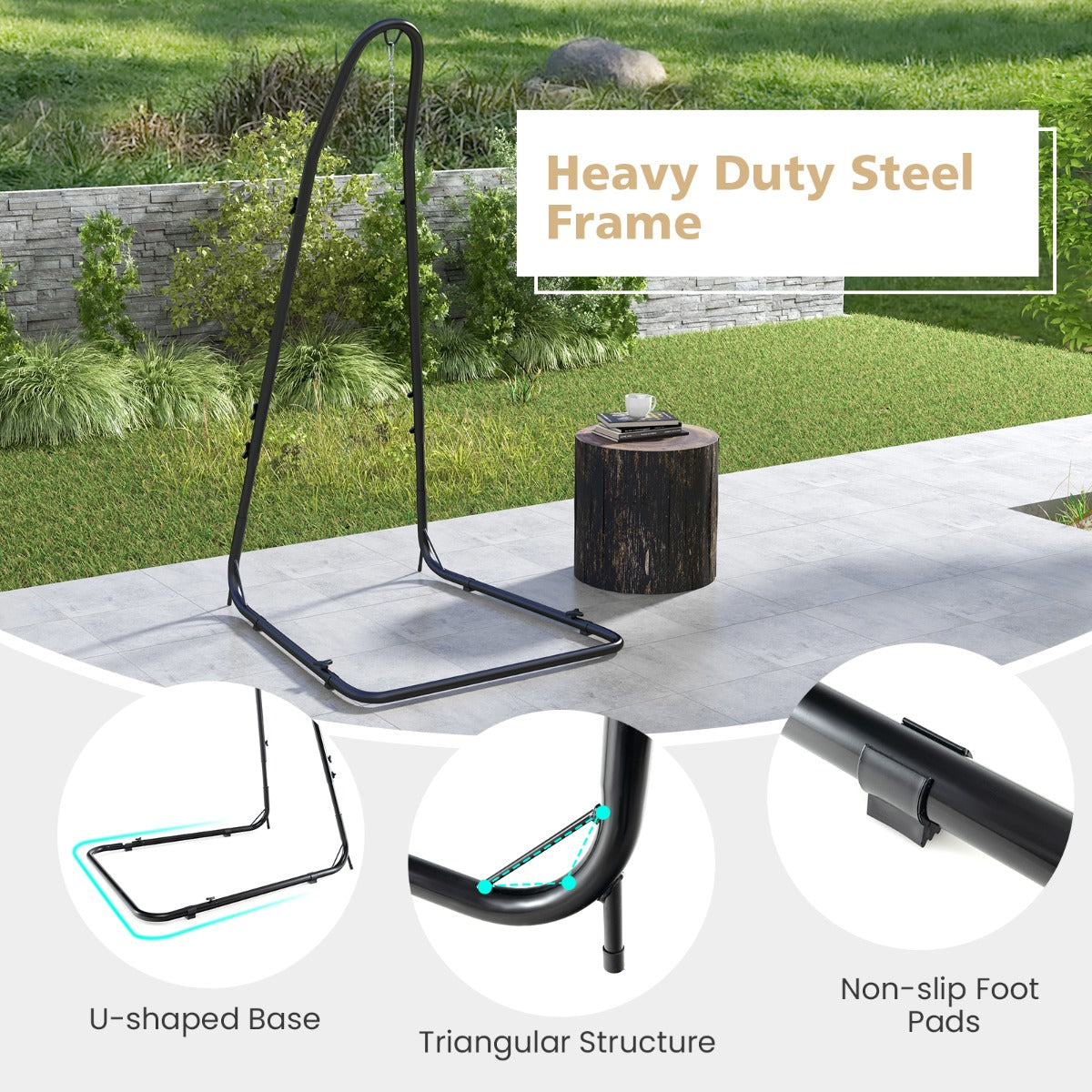 Costway Hammock Chair Stand Adjustable with Safety Hook