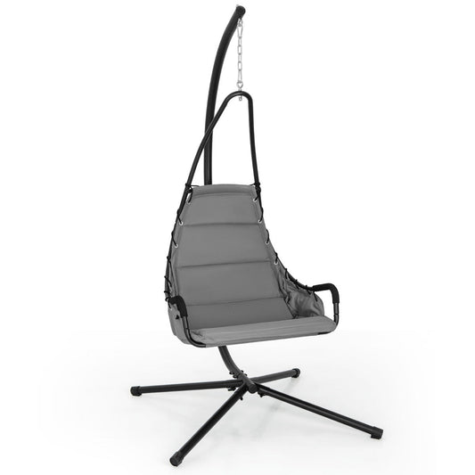 Hanging egg chair with 82cm wide seat provides ample room and an ergonomic curve for comfortable lounging