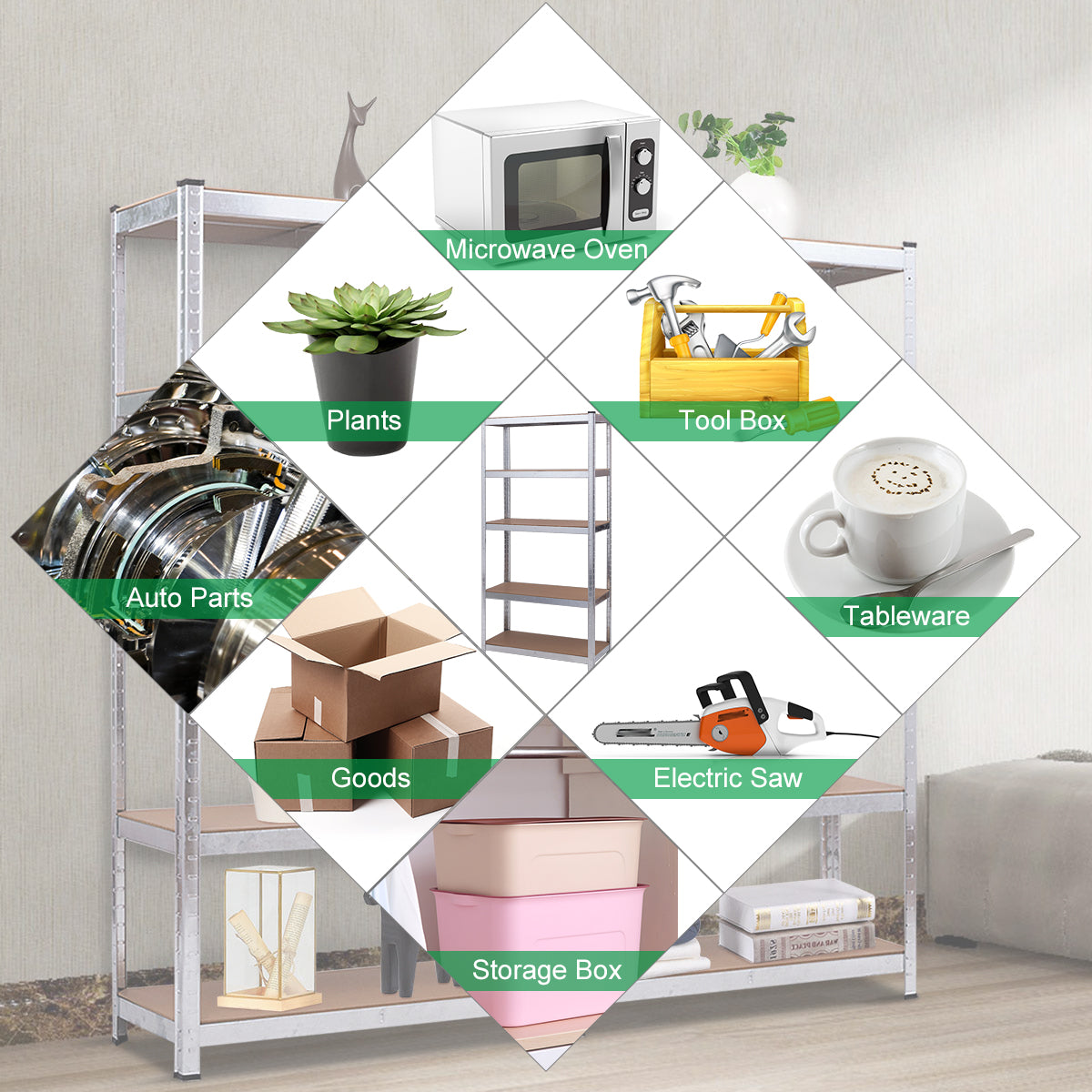 Heavy Duty Storage Rack with Adjustable Shelves for Home/ Office/ Garage-Silver
