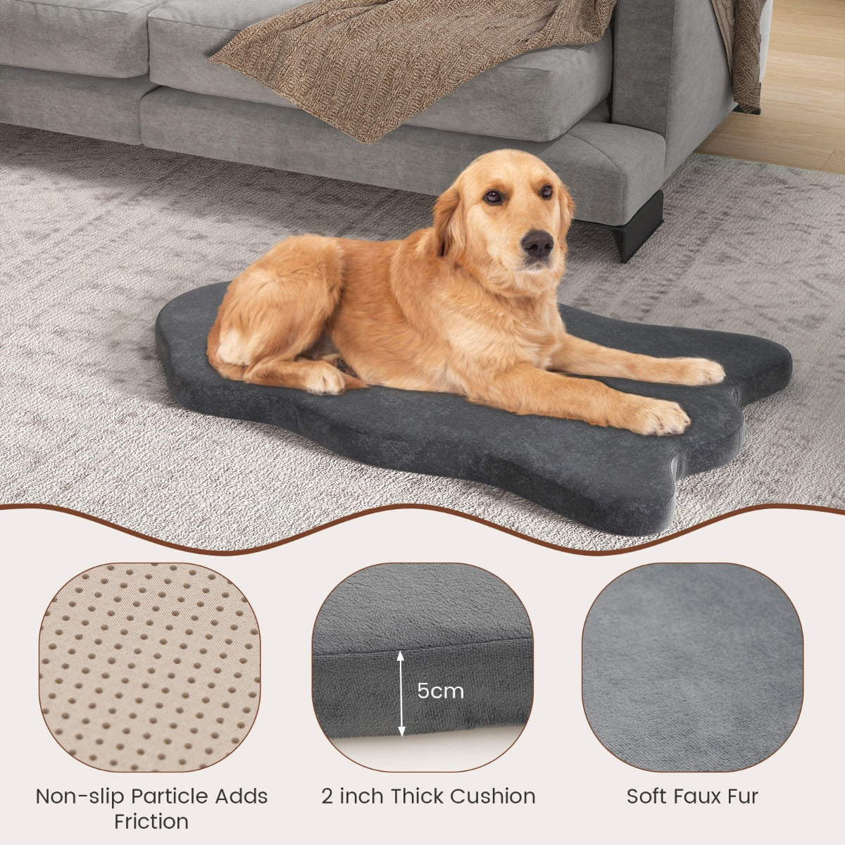 Orthopedic Dog Bed with Memory Foam Support for Pet-Grey