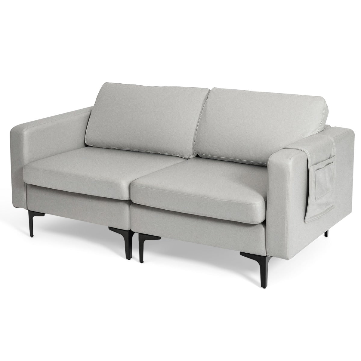 2-Seat Sofa Upholstered Fabric Modern Loveseat Couch with Remote Control Home