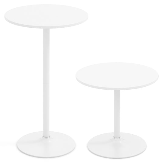 101-56 cm Round Bistro Cocktail Tall Coffee Table High Top Pub Table-White-2 Pieces