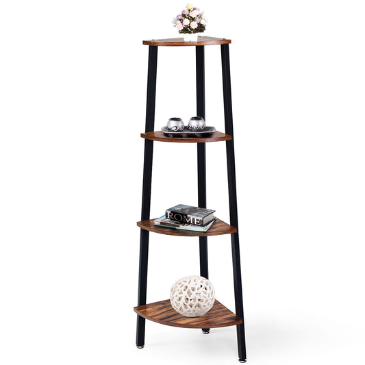 4-Tier Corner Shelf with No-Shaking Structure for Office-Coffee