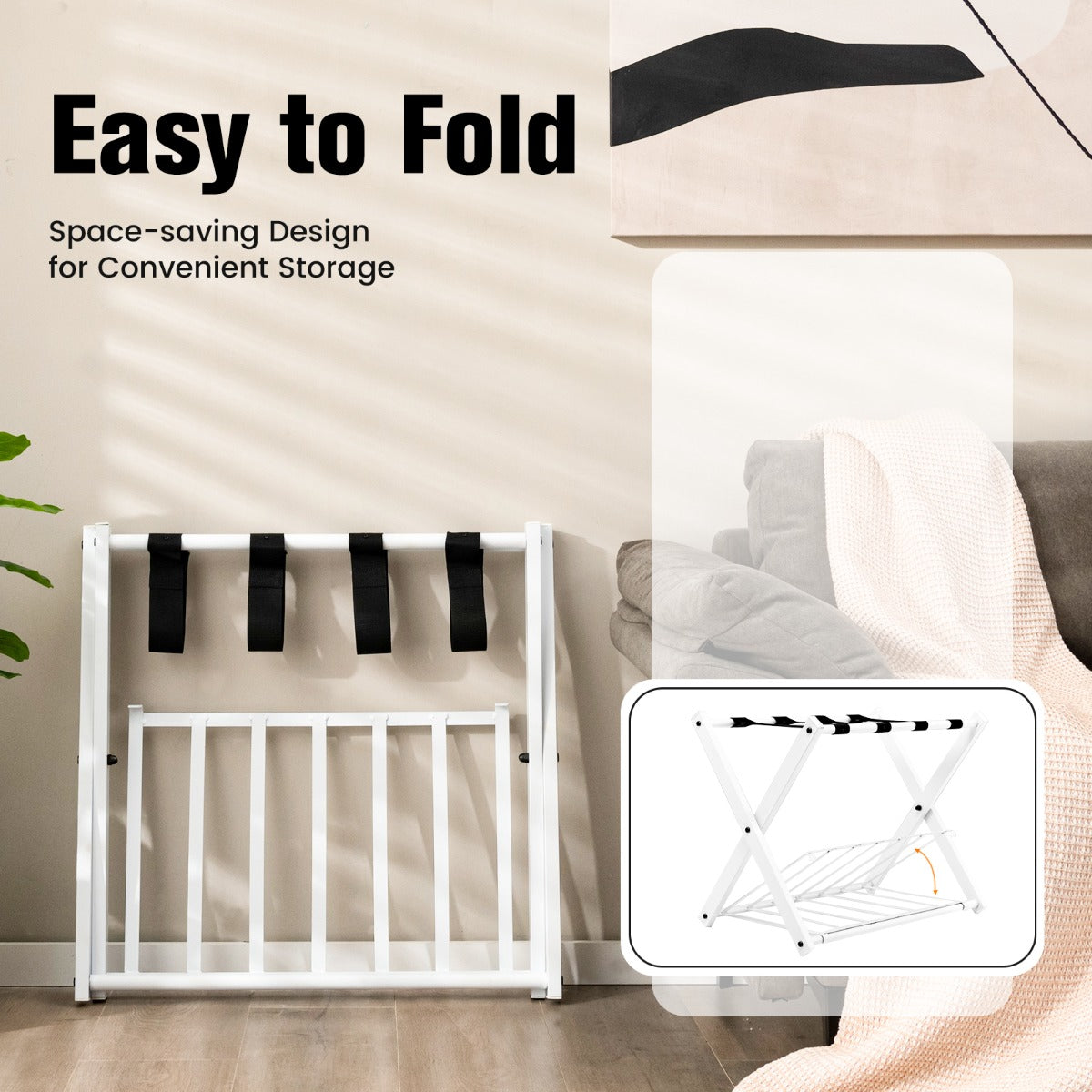 Heavy Duty Folding Luggage Rack with Shelves-2 pieces