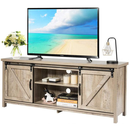 Costway Wooden TV Stand for 65” Television with 2 Cabinets