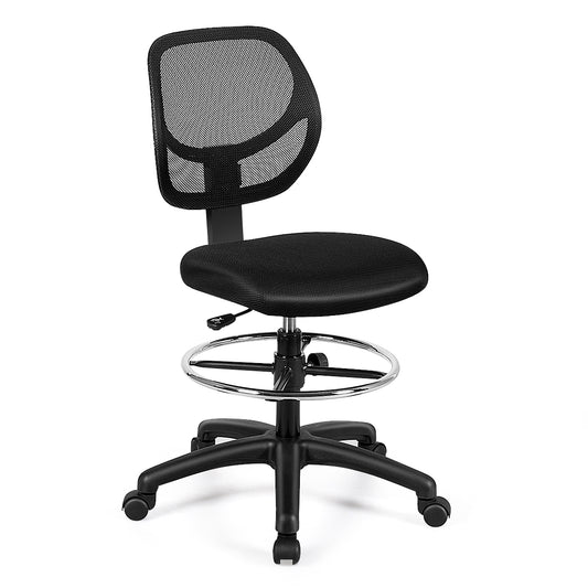 Costway Mesh Drafting Chair with Lumbar Support & Adjustable Footrest Ring