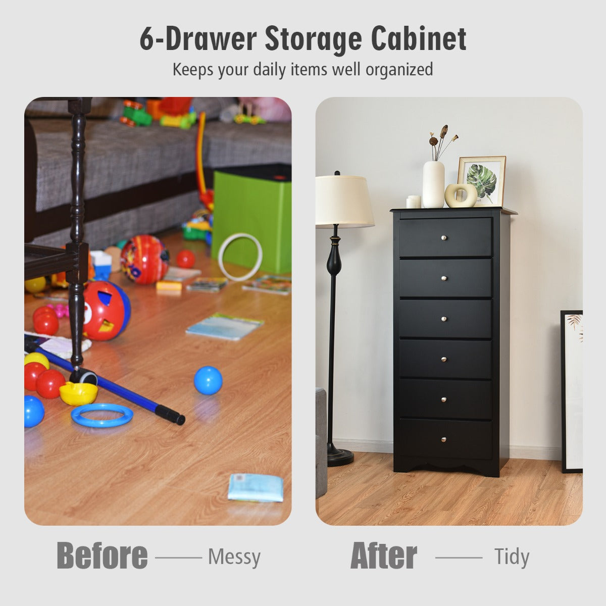 Modern white chest of drawers is easy to assemble, clean and maintain with a soft cloth
