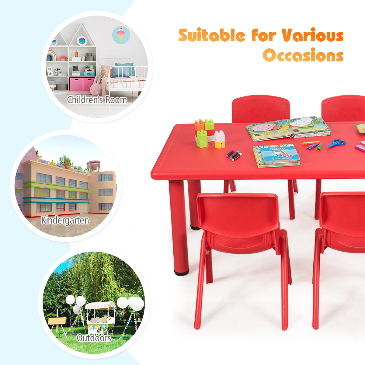Kids Table and 6 Chairs Set for Preschools & Home