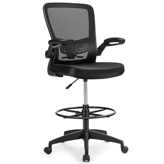 Costway Ergonomic Drafting Chair with Flip-Up Armrest