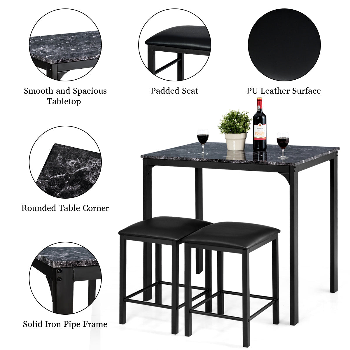 Lightweight construction makes the dining set easy to move between indoor and outdoor spaces