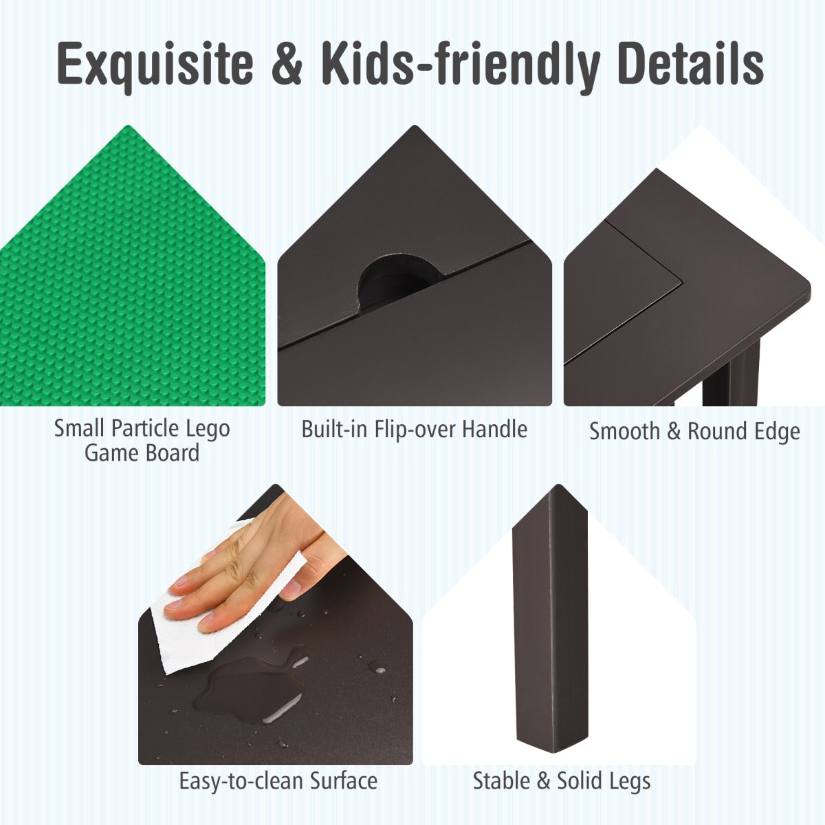 Kids Activity Table with 2 Non-woven Fabric Drawers-Espresso