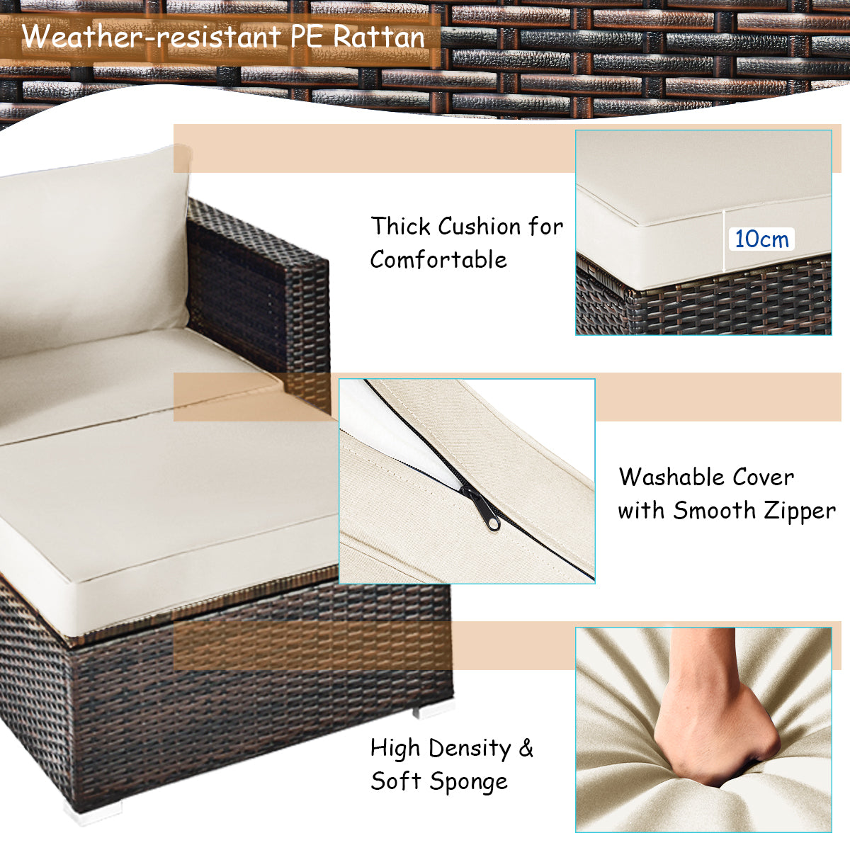 Easy-assemble patio conversation set suits courtyards, rooftops, poolside areas and balconies