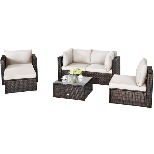 Powder-coated steel frame and hand-woven PE wicker provide durable outdoor performance
