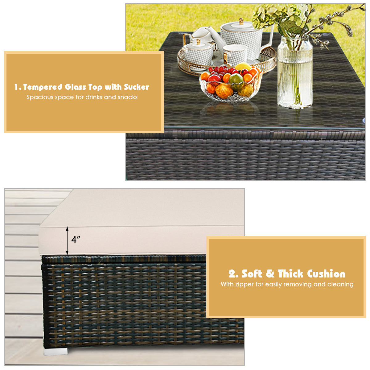 Easy-clean rattan surfaces and illustrated instructions make assembly and maintenance hassle-free