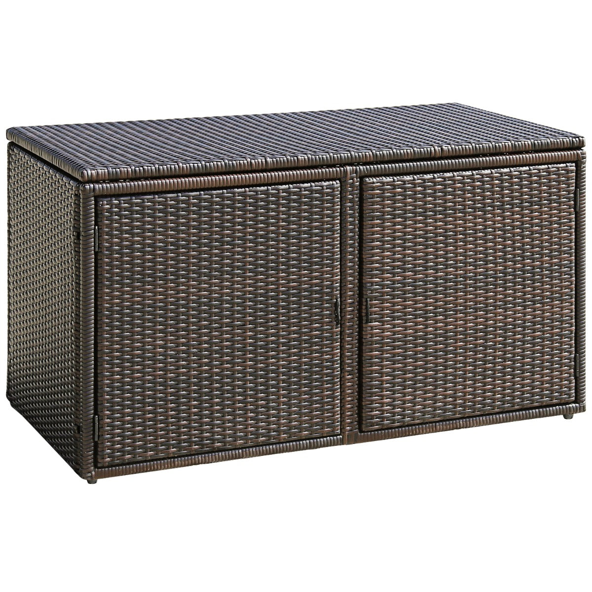 0.33m³ Patio Rattan Storage Container Box with Shelf -Brown