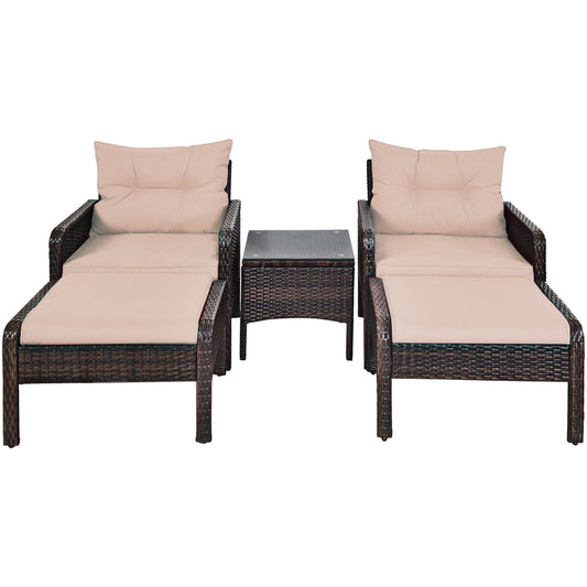 Costway 5 Pieces Rattan Chair Set with Cushions for Outdoor