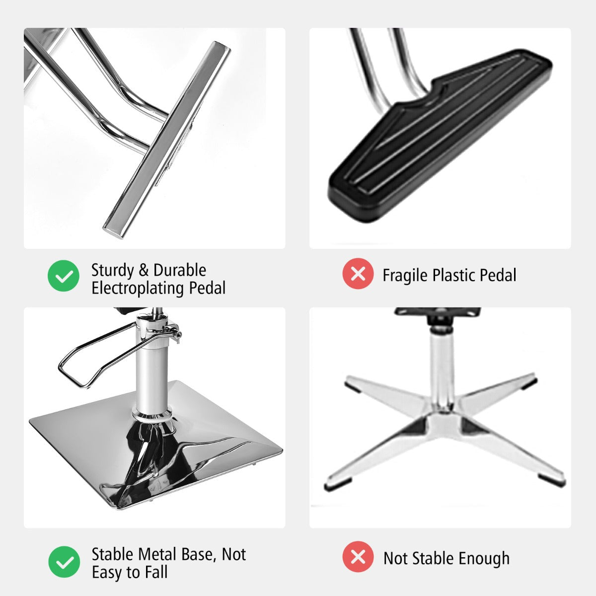 Straightforward instructions make this adjustable hydraulic makeup and barber chair simple to assemble