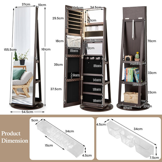 Jewelry cabinet includes 120 earring slots, 54 stud holes, and 104 ring slots