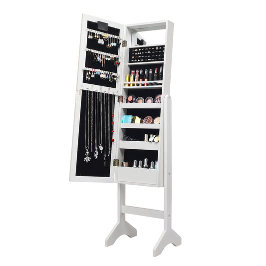 Costway Standing Jewelry Armoire with 18 LED Lights and Mirror