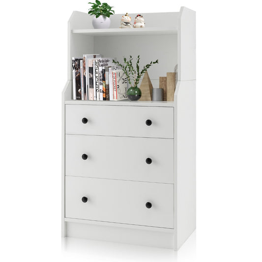 Costway 111cm H Storage Organizer with 2 Open Shelves for Living Room