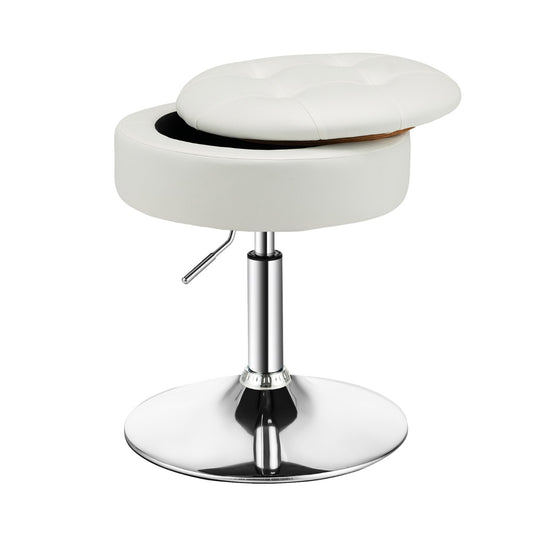 Costway 360° Swivel Adjustable Stool with PU Leather Seat-White
